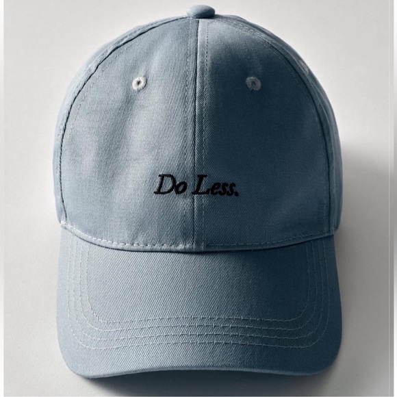 Merit Accessories - NWT Merit Beauty Blue Baseball Cap with Embroidered "do less"